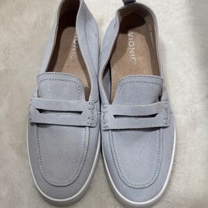 Vionic Soft Gray Suede Slip-On Shoes